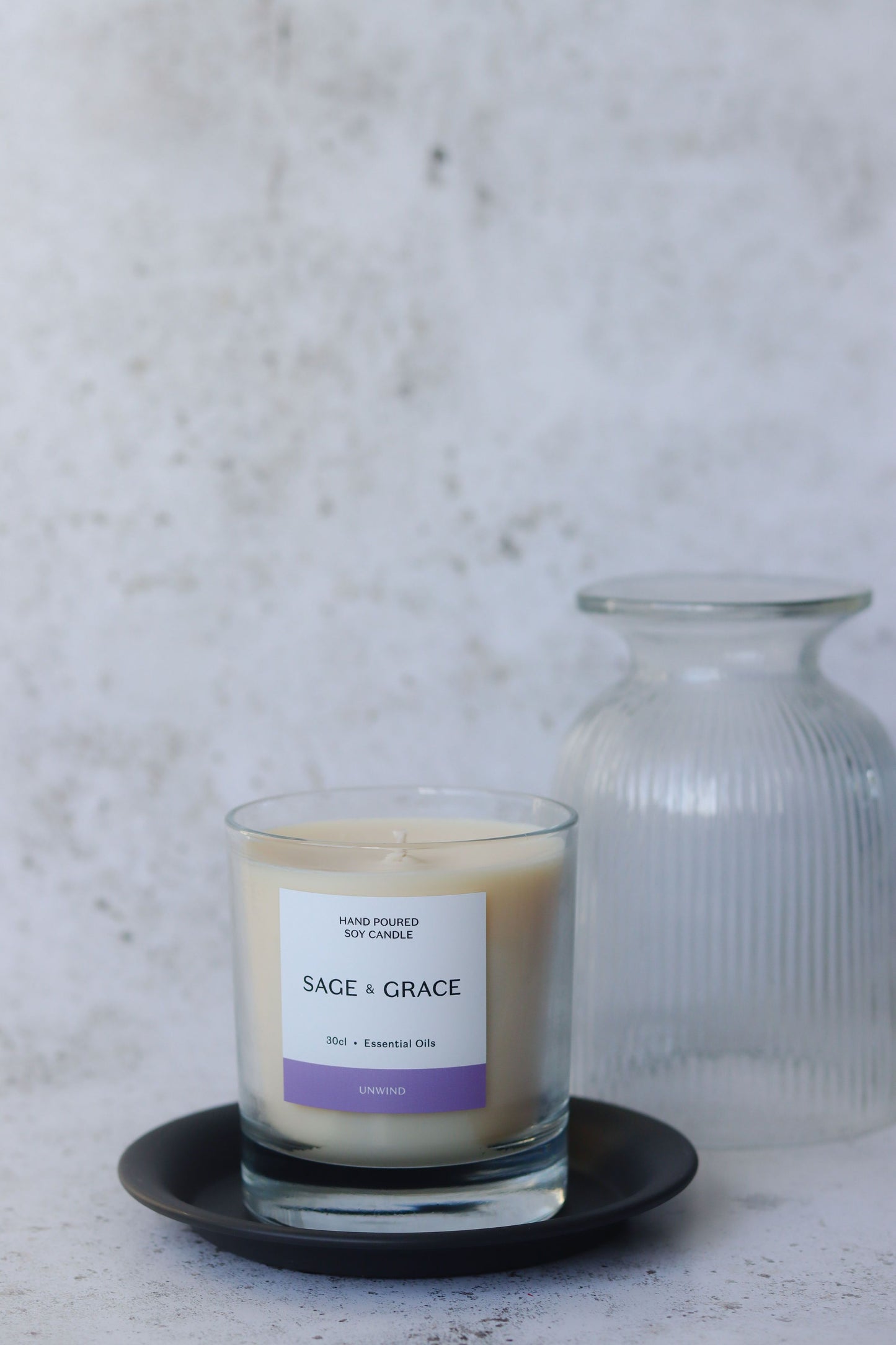 Unwind essential oil candle unlit