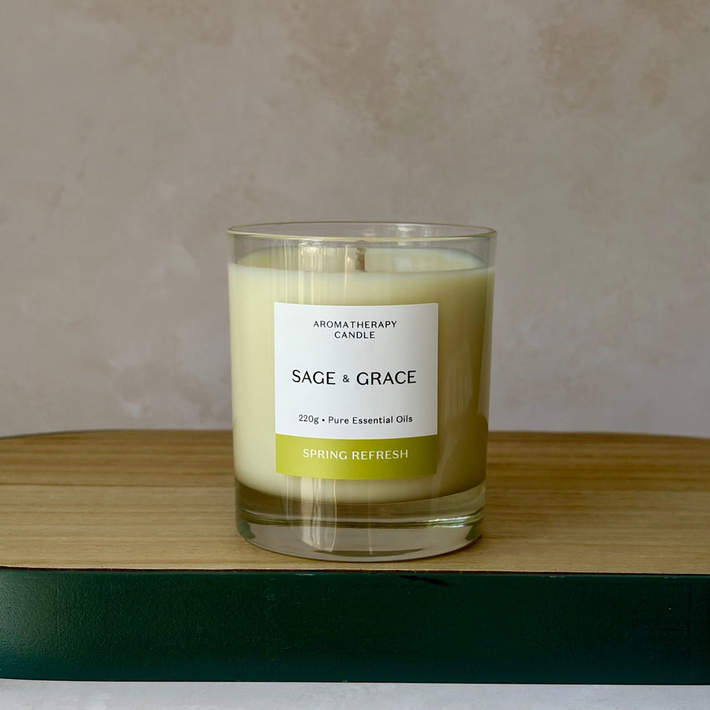 Spring Refresh Essential Oil Candle - natural aromatherapy candle - Sage & Grace
