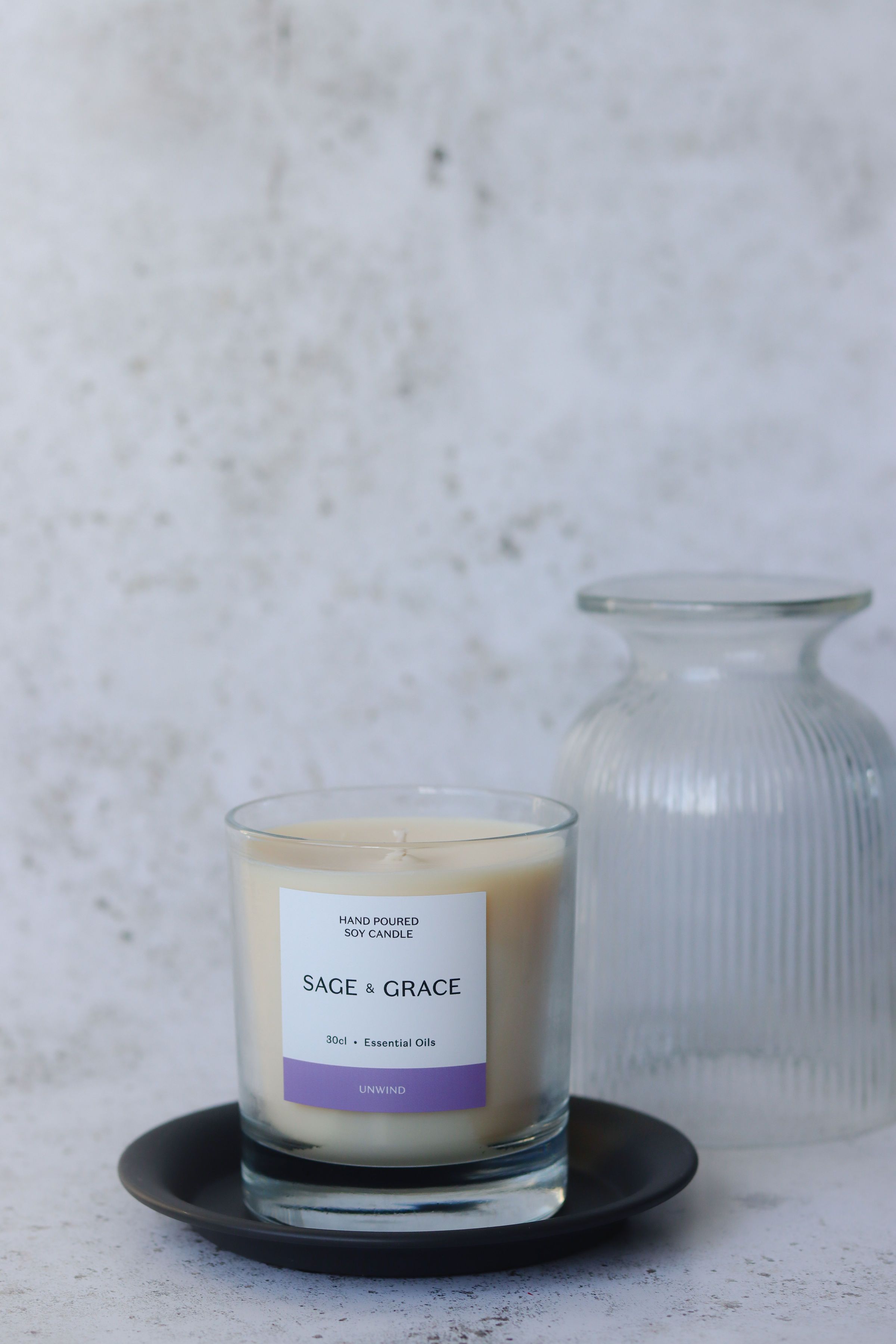 Unwind essential oil candle unlit